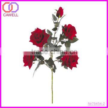 5 heads red velvet rose flower