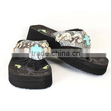 Cowgirl western bling bling rhinestone flip flops for women