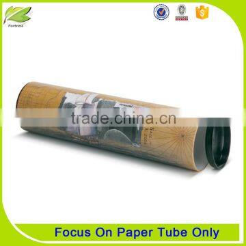 Brown cardboard paper tube packaging with tin lip