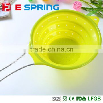 Vegetable fruit stainless handle silicone foldable colanders