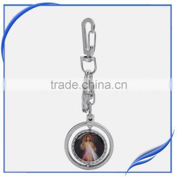 prommotion religious custom round metal keychain