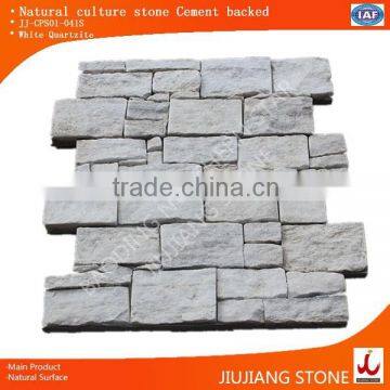 White quartzite culture stone with cement backed for exterior wall construction