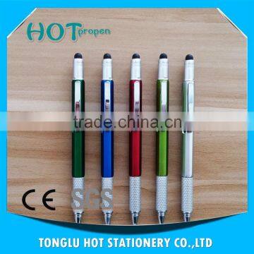 5 in 1 multifunctional stylus touch ballpen with screwdriver, spirit level and ruler