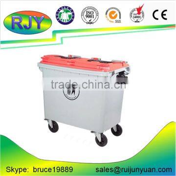 1100 liter large size plastic garbage bin with wheels