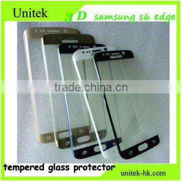 Factory low price!Premium Perfect For samsung s6 Edge electroplating with wiredrawing gold 3D 0.21mm tempered glass film screen