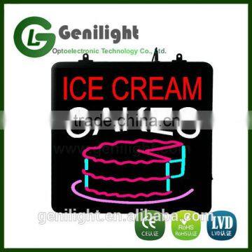 Bright 53*45cm Ice Cream Cake Shop Open Store Animated LED Sign