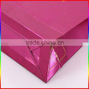 Embossed Magenta Paper Wedding Bag With Gold Printing photo-4