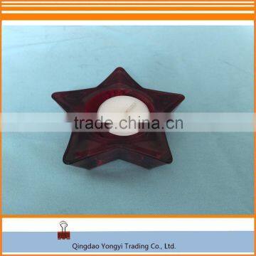 Red Star Shaped Glass Holder With Tealight Candle