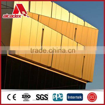 golden mirror finished aluminum composite panel wall cladding acp