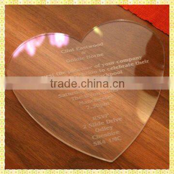 Personalized Engraved Glass Heart Wedding Invitation Card For Guest Souvenir Gifts