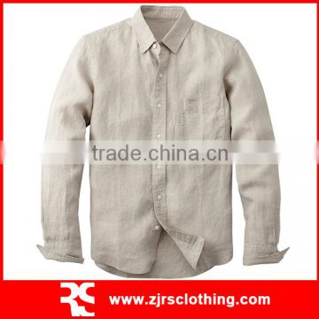 Mens Regular Fit Long Sleeve Linen Cotton Shirt