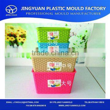 Taizhou OEM High Quality Plastic Wicker Laundry Storage Basket Mould / Rattan Basket Injection Molding supplier