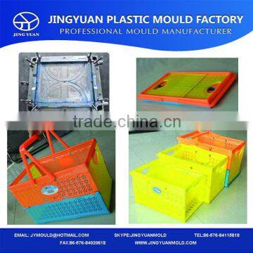 China Taizhou OEM PP material colorful portable & durable plastic foldable laundry basket mould/storage basket mold manufacturer
