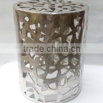 Modern Cast Metal Side table stool round shape Aluminium mesh design stool