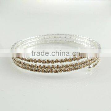 3 ROW YELLOW Elegant Wraparound RHINESTONE Silver Rhinestone Tennis Bracelet-B32090-LT.COLORADO TOPAZ