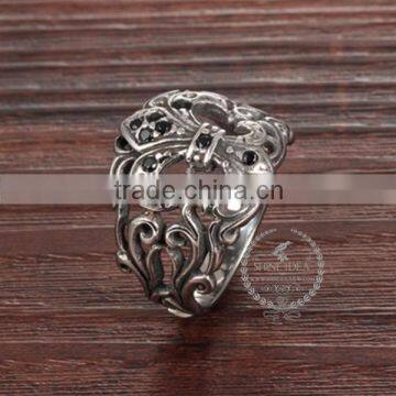 17MM Stainless Steel Vintage Antiqued Silver Hollow Ring Fashion Ring Steam Punk Jewelry 6240011