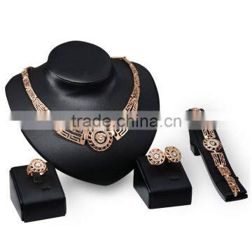 China Jewelry Wholesale Fashionable African Necklace Earring Bracelet Sets JW010 Gold Plated 18K