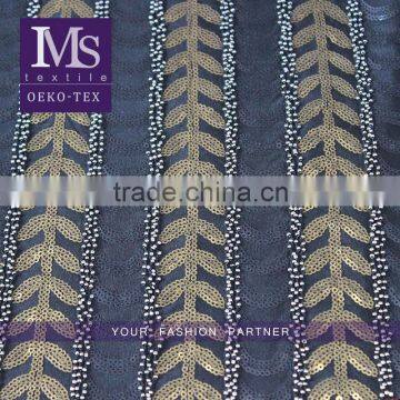 Trendy heavy beaded sequined embroideries lace fabric have stock available