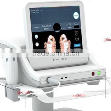 Skin Tightening 2016 No Damage Treatment Facial Beauty 8MHz Hifu Portable Machine HIFU Machine Forehead Wrinkle Removal