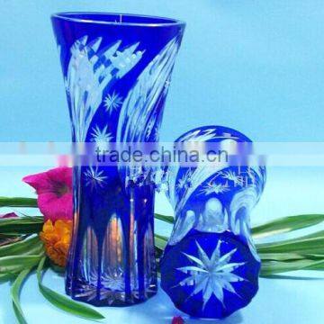 2014 new hand blown double color glass vase