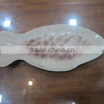 Shiny color item ceramic-porcelain dish from Vietnam with fish shape