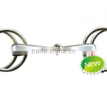 black steel horse ring snaffle bit of four rings with solid jointed mouth(Type-038)