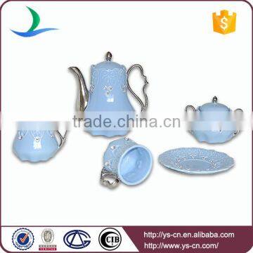 Hotel& restaurant &daily use blue ceramic coffee tea set