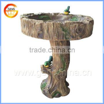 Natural Wooden Color Concrete Garden Bird Bath for Garden Decor photo-3
