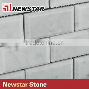 Carrara White Marble Beveled Brick Mosaic photo-2