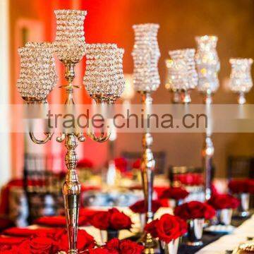Hot sale. Crystal votive candelabra, Tall candelabra centerpiece for wedding with crystal votive