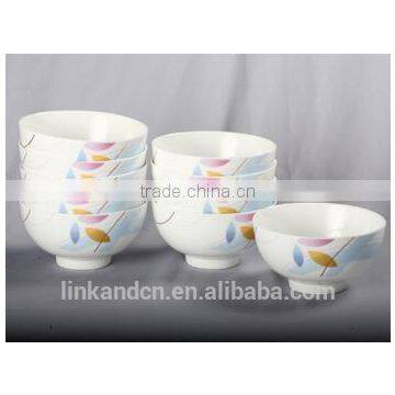 Haonai ceramic bowl with flower decal printing Custom printing ceramic bowl