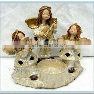 antique porcelain angel candle holder