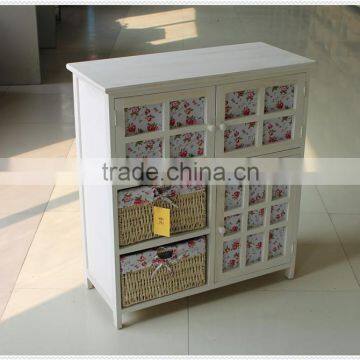 Antique high quality handmade decorative white wooden cabinet with drawer