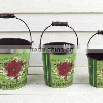 hot selling s/3 Xmas metal bucket, metal pail, cheap flower pots