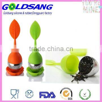 2014 Popular European style leaf shape Tea Bag Stainless Steel silicone tea infuser