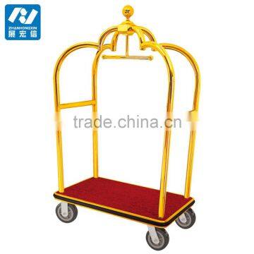 201 Stainless Steel Titanium Gold Powder coated hotel luggage cart