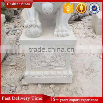 Chinese White Marble Foo Dog Statues photo-3