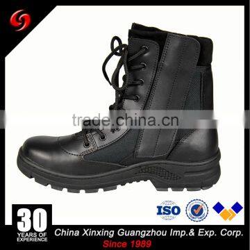 Custom made high ankle black pilot military boots with zipper