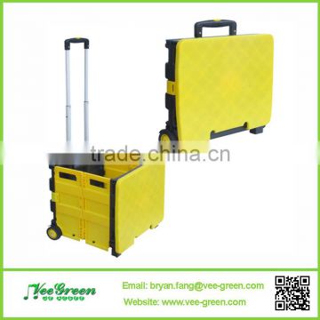 Plastic Fold Up Box Trolley/Portable Grocery Cart for Camping