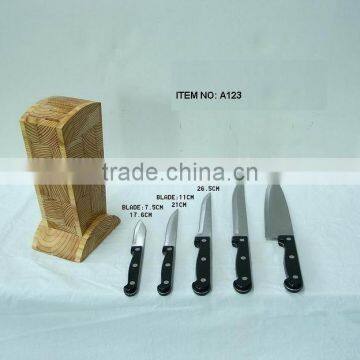 Five Slots Wooden or Bamboo Knife Block