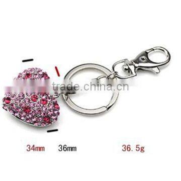 Wholesale Heart Shaped Metal Keyring Rhinestone Key Chain KY07-0006 photo-2
