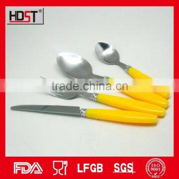 BSCI, FDA, LFGB certification, yellow coloured christmas promotion cutlery