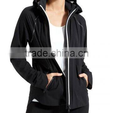 100% polyester fitted zip up rain runner jacket for women