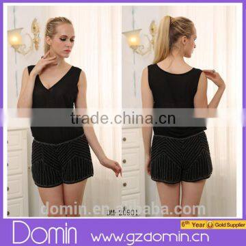 2014 Women Fashion V-neck Bead Party Dress Ladies Playsuit