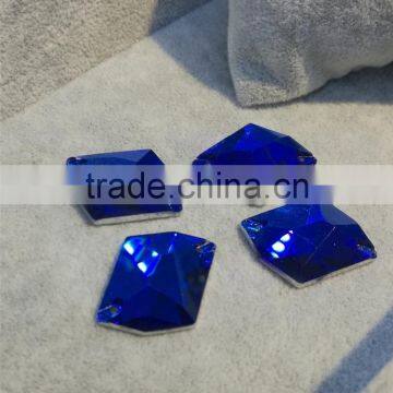 Capri Blue Dysmorphism Shape Flat Back Crystal Sew on Stones Glass Pendant for Jewelry Accessories photo-2