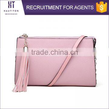 China Wholesale Ladies Small Pink Messenger Bags High Quality Popular Women Genuine Split Cow Leather Strap Shoulder Bag photo-2