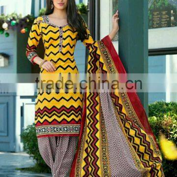 Pure Cotton Readymade Printed Suits With You get Top, Bottom, & Dupatta, it is a 3 piece Dresss