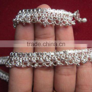 SILVER TONE Foot Chain ANKLET Bracelet PAYAL Pair photo-2