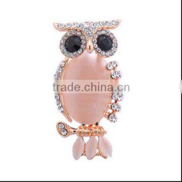 Korean style cat eye owl brooch custom pink cat eye owl brooch luxury owl brooch for girlfriend gifts