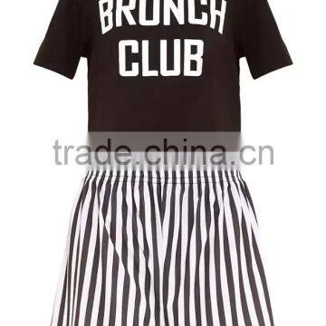 Top Selling Women Cotton Pajamas Custom Logo Print Summer Pyjama Short Sleeve Top With Stripes Shorts photo-4